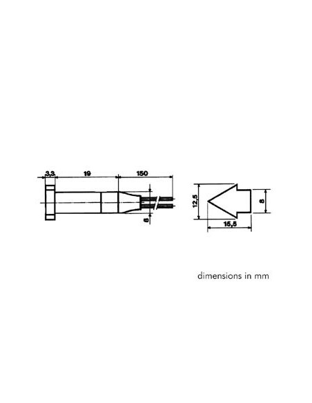 PIJLVORMIGE SIGNAALLAMP 220V ROOD
