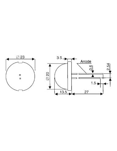 LED - ROT DIFFUS - GROßES FORMAT - 20 mm