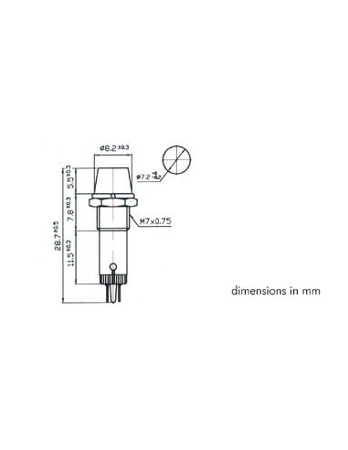 KONTROLL-LAMPE - NEON - RUND - BLAUE -12 V - 8 mm