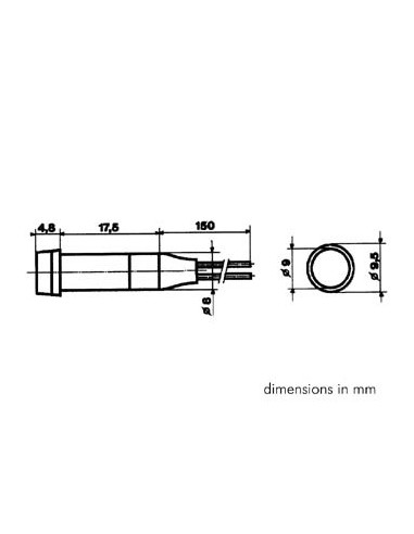 KONTROLL-LAMPE - RUND - ROT- 220 V - 9 mm