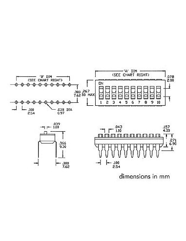 INTERRUPTEUR DIP A BAS PROFILE 8 POSITIONS