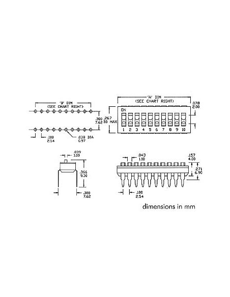 LOW-PROFILE DIP SWITCH 8 POSITIONS