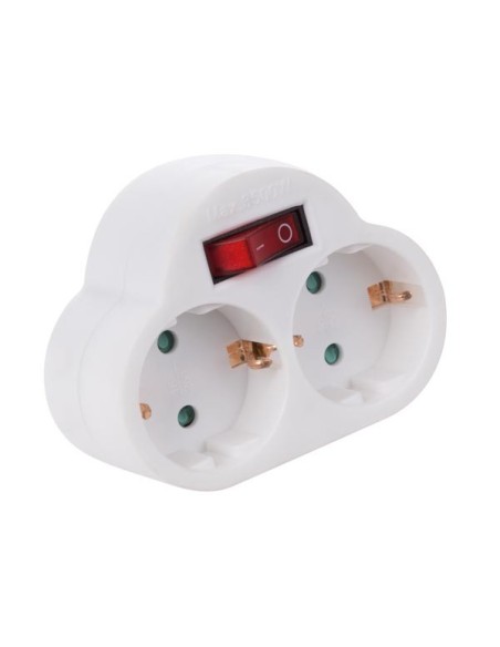 TUSSENSTEKKER MET AAN/UIT-SCHAKELAAR - 2 STOPCONTACTEN - RANDAARDE