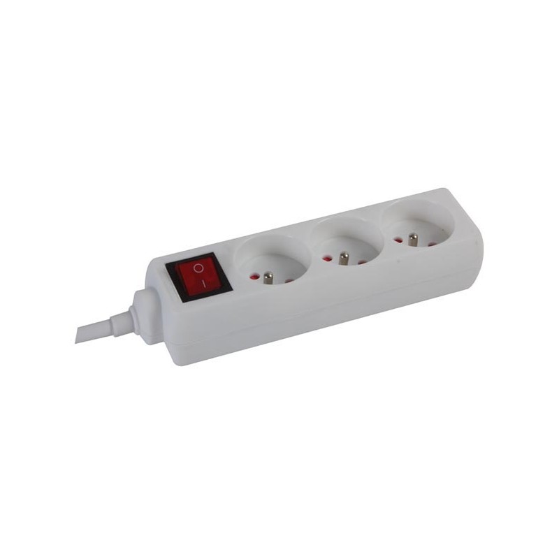 3-WAY SOCKET-OUTLET WITH SWITCH - PIN EARTH