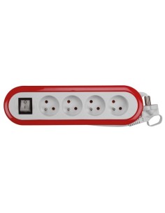MULTIPRISE À 4 PRISES AVEC INTERRUPTEUR - ROUGE/BLANC -... 2