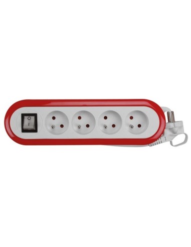 4-VOUDIGE STEKKERDOOS MET SCHAKELAAR - ROOD/WIT...