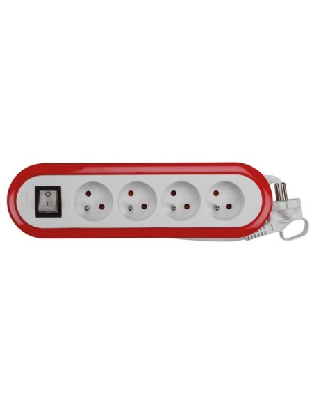 4-VOUDIGE STEKKERDOOS MET SCHAKELAAR - ROOD/WIT - PENAARDE