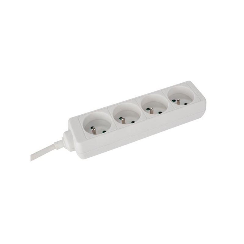 4-WAY SOCKET-OUTLET - 5 m CABLE - WHITE - PIN EARTH