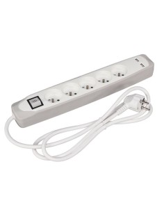5-FACH-STECKDOSENLEISTE MIT SCHALTER - 2 USB-PORTS -...