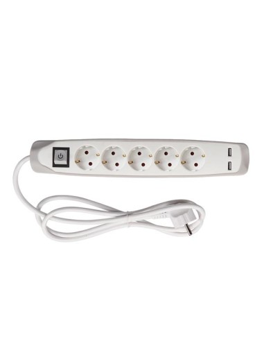 5-WAY SOCKET OUTLET WITH SWITCH - 2 USB PORTS -...