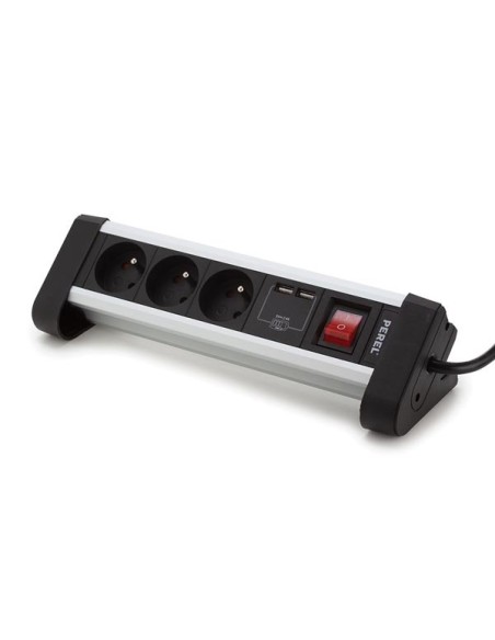 3-VOUDIGE DESKTOP-STEKKERDOOS MET 2 USB-POORTEN - 2.4 A - PENAARDE