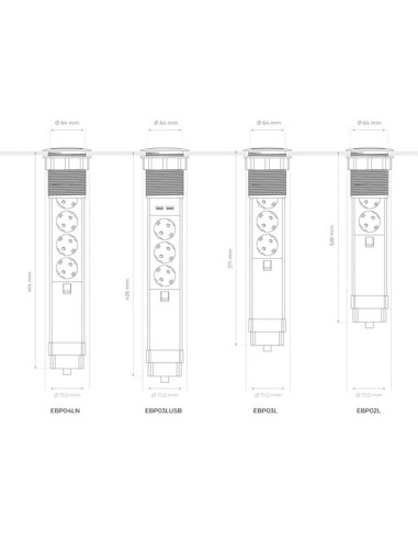 3-FACH-STECKDOSENTURM - VERSENKBAR -...