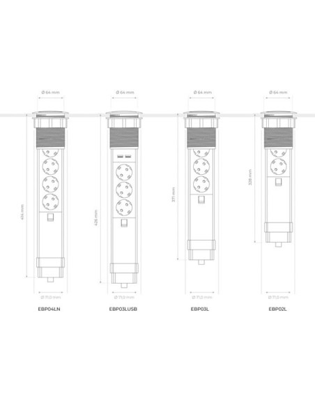 3-FACH-STECKDOSENTURM - VERSENKBAR - SCHUTZKONTAKT (DEUTSCHES SYSTEM)