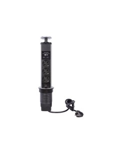 BLOC 3 PRISES ESCAMOTABLE + 2 x USB - SCHUKO