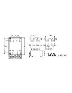 LOW PROFILE TRANSFORMER 14VA 2 x 24V / 2 x 0.292A