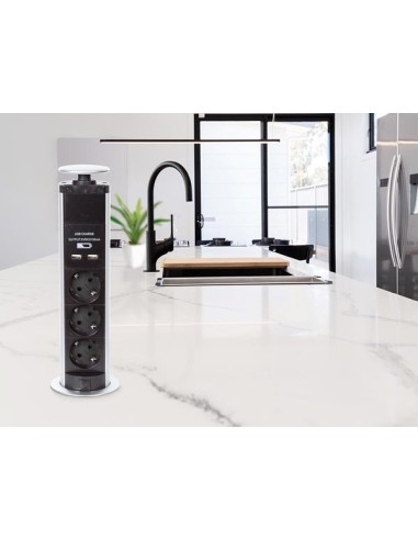 3-FACH-STECKDOSENTURM - VERSENKBAR - 2 x USB -...