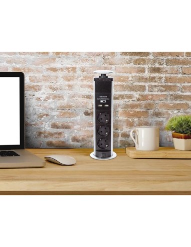 3-FACH-STECKDOSENTURM - VERSENKBAR - 2 x USB -...