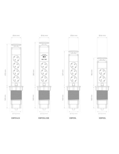 3-FACH-STECKDOSENTURM - VERSENKBAR - 2 x USB -...