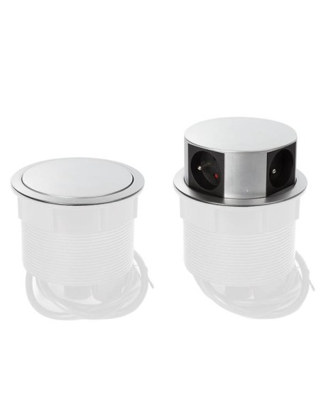 4-FACH-STECKDOSENTURM - VERSENKBAR - STECKER-TYP E (FRANZÖSISCHES SYSTEM)