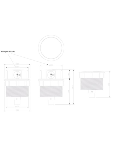 4-FACH-STECKDOSENTURM - VERSENKBAR - STECKER-TYP E (FRANZÖSISCHES SYSTEM)