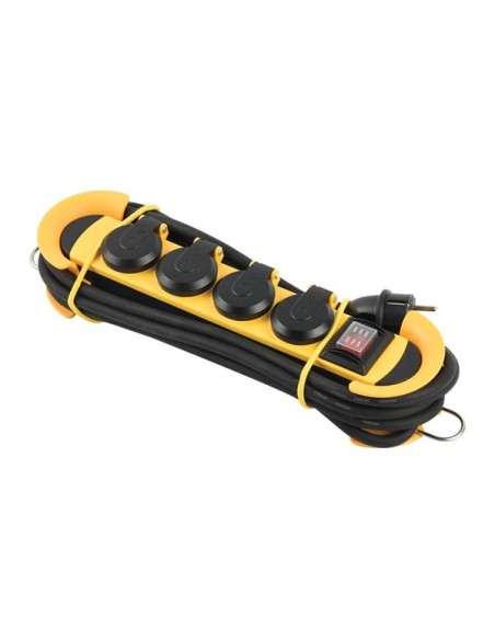 HEAVY-DUTY SOCKET OUTLET - 4 SOCKETS - CABLE MANAGEMENT - IP44 - SCHUKO