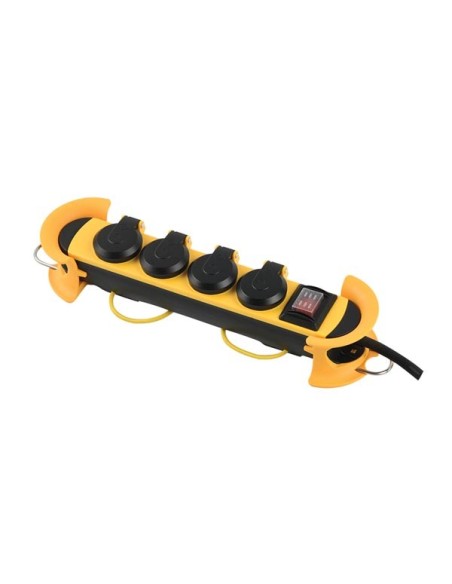 ROBUUSTE STEKKERDOOS - 4-VOUDIG - KABELMANAGEMENT - IP44 - SCHUKO