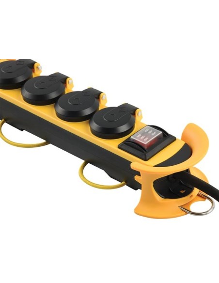 ROBUUSTE STEKKERDOOS - 4-VOUDIG - KABELMANAGEMENT - IP44 - SCHUKO