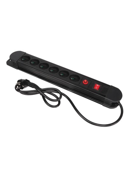 6-VOUDIGE STEKKERDOOS - MET OVERSPANNINGSBEVEILIGING - RANDAARDE