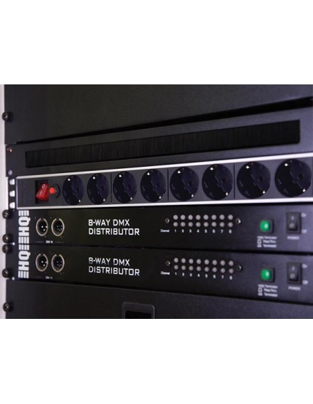 8-VOUDIGE STEKKERDOOS - SCHUKO - VOOR 19" RACK