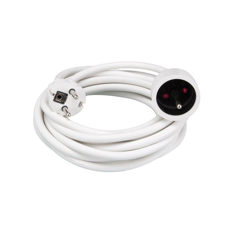 EXTENSION CABLE - 5 m - WHITE - 3G1.5 - FRENCH SOCKET