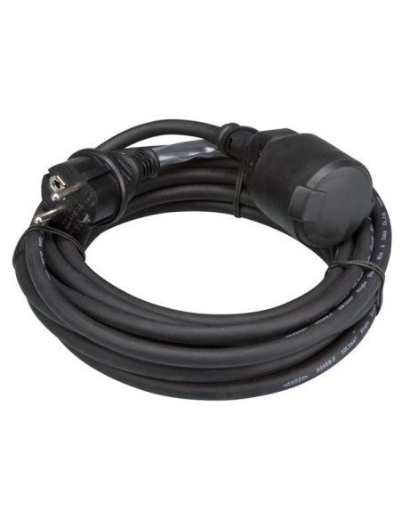 GUMMI-VERLÄNGERUNGSKABEL MIT SCHRUMPFSCHLAUCH - 3G1.5 - 5 m - STECKER-TYP E (FRANZÖSISCHES SYSTEM)