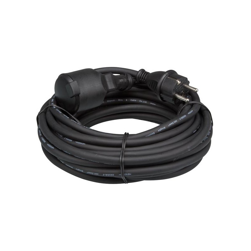 RUBBER EXTENSION CABLE - 10 m - 3G1.5 - FRENCH SOCKET
