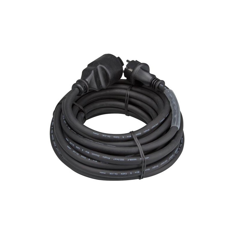 RUBBER EXTENSION CABLE WITH SHRINK TUBE - 3G2.5 - 10 m - PIN EARTH