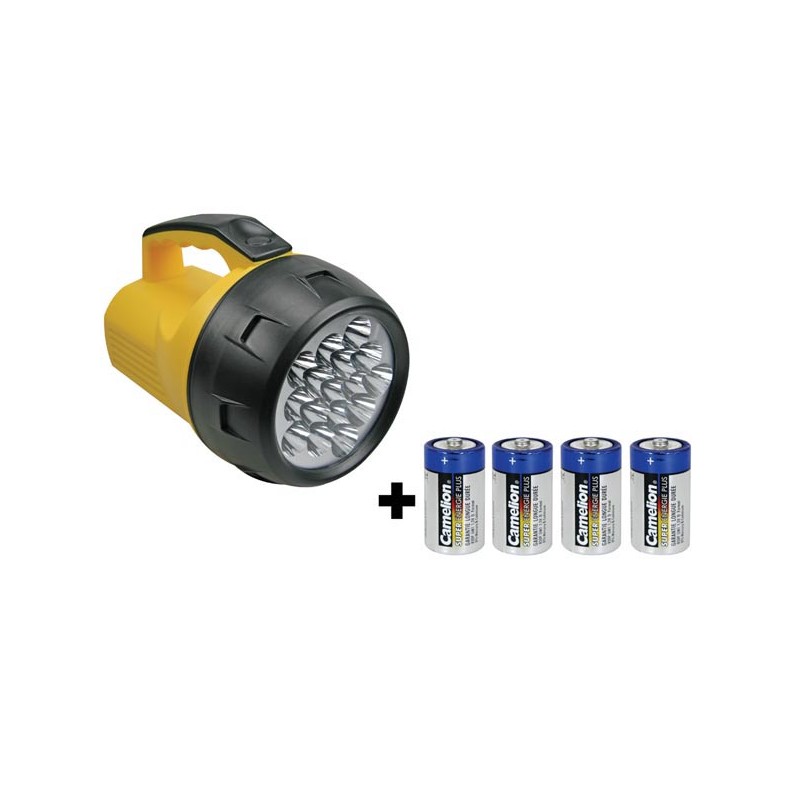 LED POWER TORCH - 16 LEDs - WITH 4 D-CELL BATTERIES