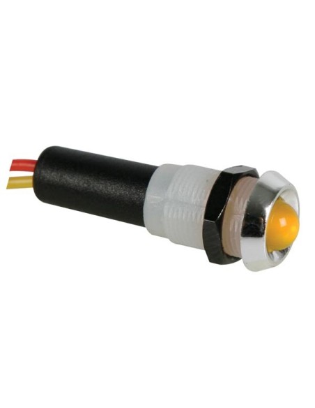 VOYANT LED JAUNE 24V - BOITIER CHROME