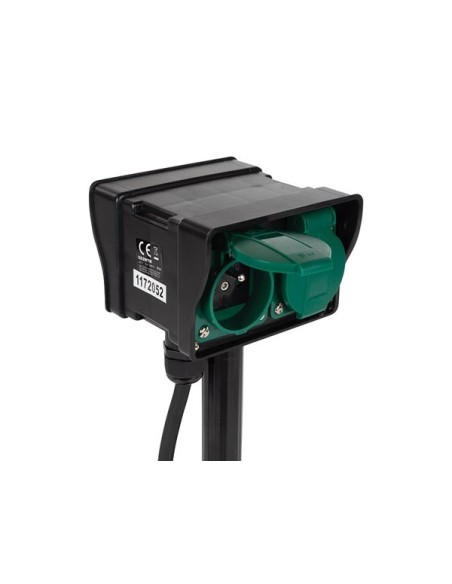 2-WAY GARDEN SOCKET WITH TIMER - FOR OUTDOOR USE - PIN EARTH