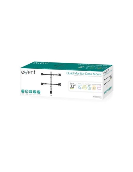 EWENT - BUREAUSTEUN VOOR 4 MONITOREN - MAX. 32" / 8 kg