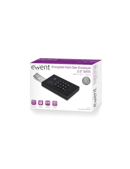 EWENT - VERSCHLÜSSELTES USB-3.1-GEN-1- (USB-3.0-) 2,5-ZOLL-FESTPLATTEN-/SSD-GEHÄUSE
