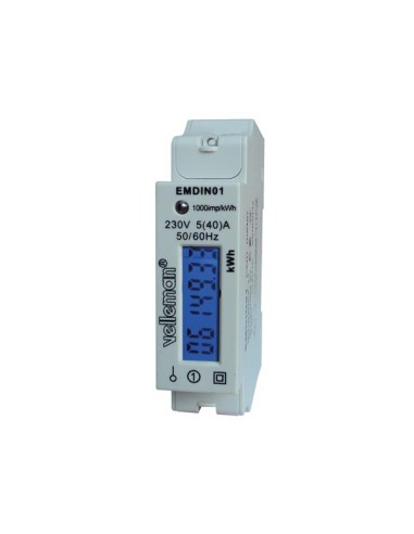 EENFASIGE kWh-METER VOOR DIN-RAIL MONTAGE - 1 MODULE