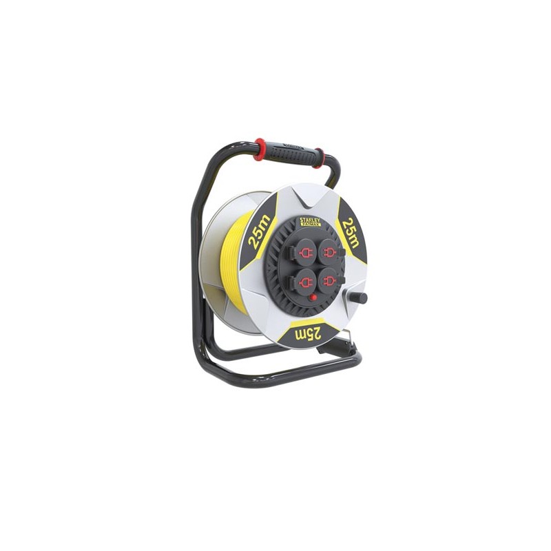 STANLEY FATMAX PROFESSIONAL NEOPRENE CABLE REEL WITH ANTI-TWIST SYSTEM - 25 m - 3G2.5 - 4 SOCKETS