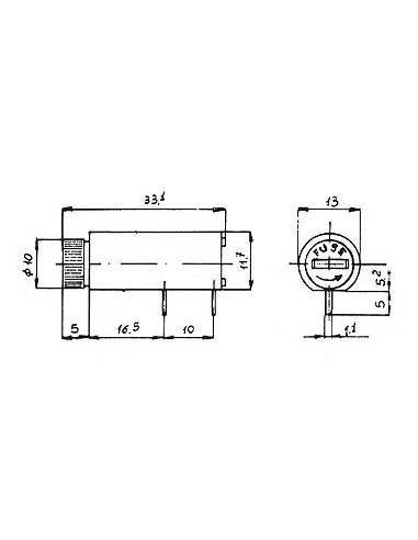 PRINTED CIRCUIT FUSE HOLDER 5 x 20mm -...