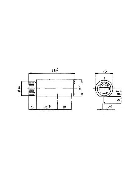 PRINTED CIRCUIT FUSE HOLDER 5 x 20mm - HORIZONTAL TYPE