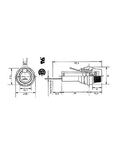 PORTE-FUSIBLE POUR MONTAGE CHASSIS 6.35 x 31.8mm