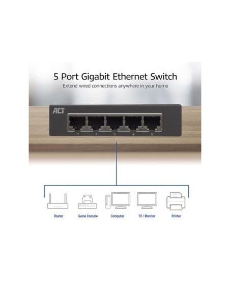 Commutateur réseau 10/100/1000 Mbps 5 ports - design métallique