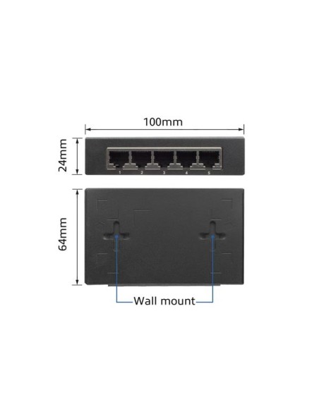 Commutateur réseau 10/100/1000 Mbps 5 ports - design métallique