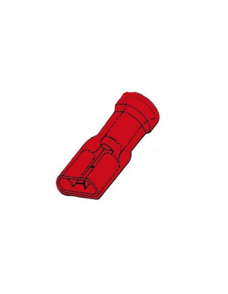 GEISOLEERDE VROUWELIJKE CONNECTOR 6.4mm ROOD