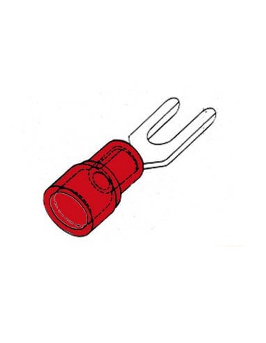 TERMINAL AISLADO TIPO HORQUILLA 4.3mm - ROJO