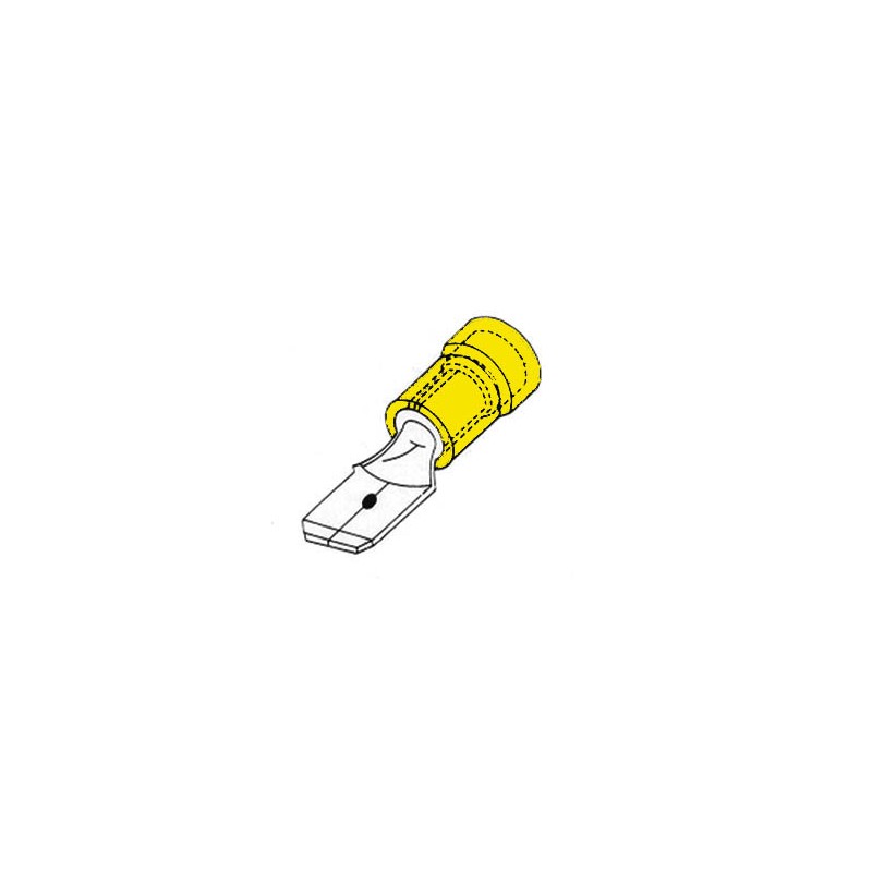 MALE CONNECTOR 6.4mm YELLOW
