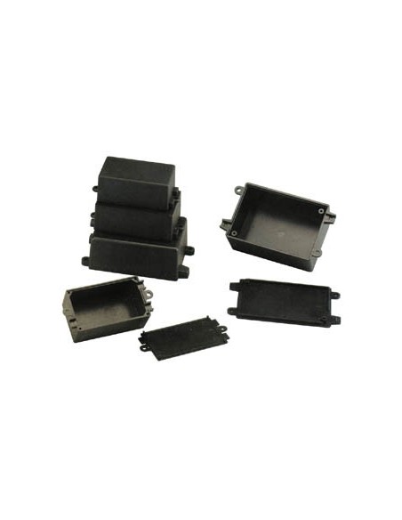 UTILITY BOX WITH MOUNTING HOLES AND CABLE OUTLETS - BLACK - 65 x 38 x 27 mm