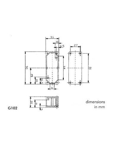 ABGEDICHTETES GESPRITZTES GEHÄUSE - ALUMINIUM 90 x 36 x 30 mm